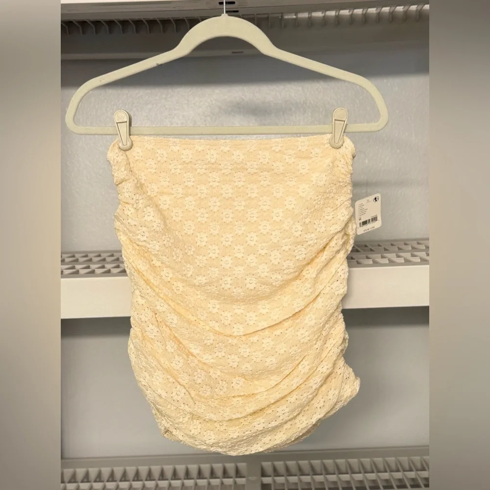 NWT Free People‎ Ona Ruched Convertible Cream Miniskirt